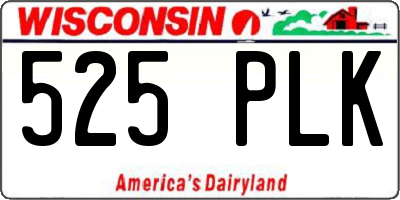 WI license plate 525PLK