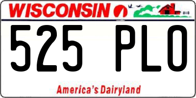 WI license plate 525PLO