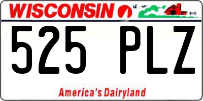 WI license plate 525PLZ