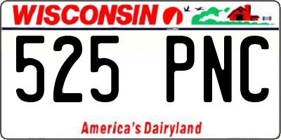 WI license plate 525PNC