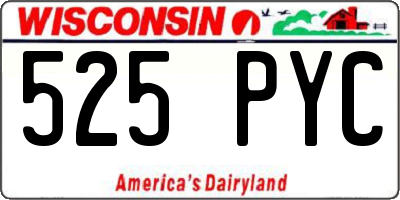 WI license plate 525PYC