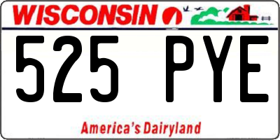 WI license plate 525PYE