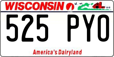 WI license plate 525PYO