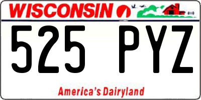 WI license plate 525PYZ