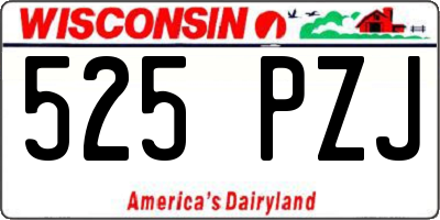 WI license plate 525PZJ