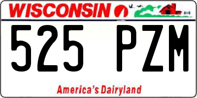 WI license plate 525PZM