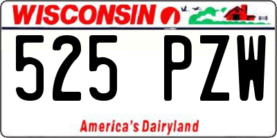 WI license plate 525PZW