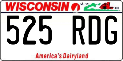 WI license plate 525RDG