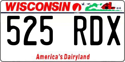 WI license plate 525RDX