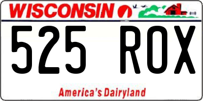 WI license plate 525ROX