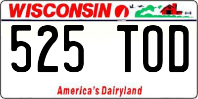 WI license plate 525TOD
