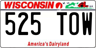 WI license plate 525TOW