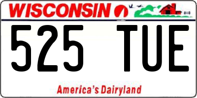 WI license plate 525TUE