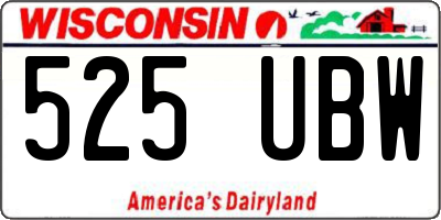 WI license plate 525UBW