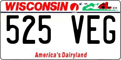 WI license plate 525VEG