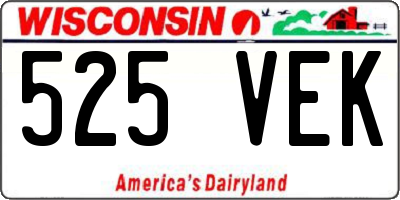 WI license plate 525VEK