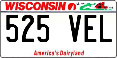 WI license plate 525VEL