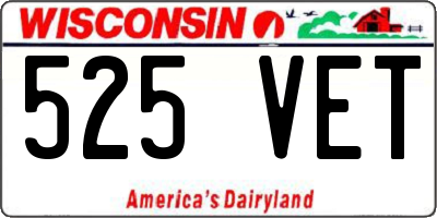 WI license plate 525VET