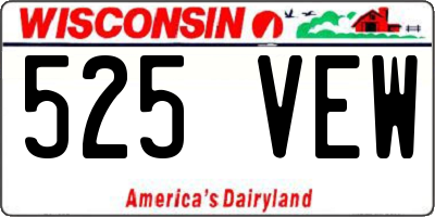 WI license plate 525VEW