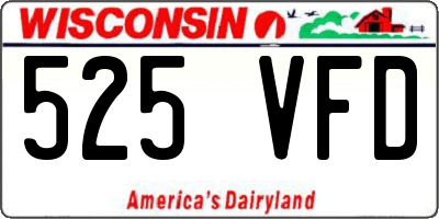 WI license plate 525VFD