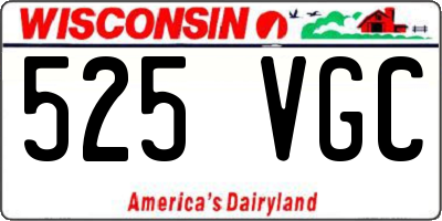 WI license plate 525VGC