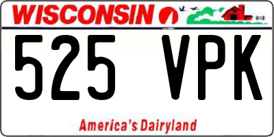 WI license plate 525VPK