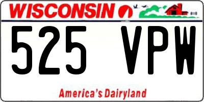 WI license plate 525VPW