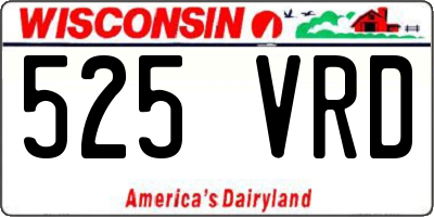 WI license plate 525VRD