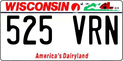WI license plate 525VRN