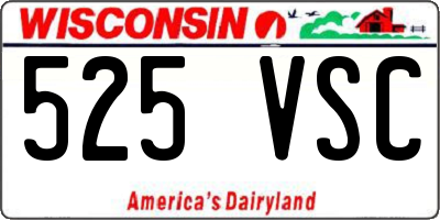 WI license plate 525VSC