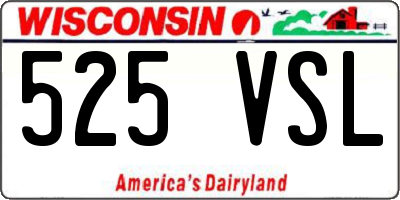 WI license plate 525VSL