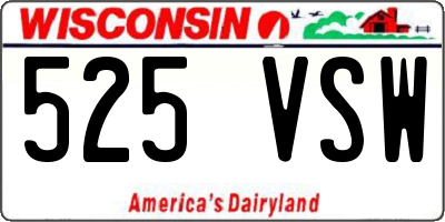 WI license plate 525VSW