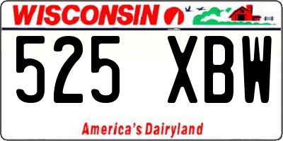 WI license plate 525XBW