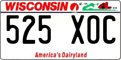 WI license plate 525XOC