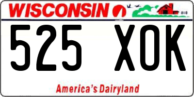 WI license plate 525XOK