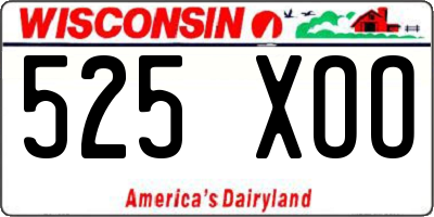 WI license plate 525XOO