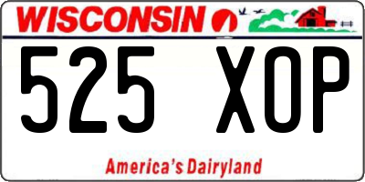 WI license plate 525XOP