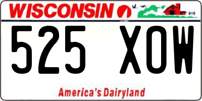 WI license plate 525XOW