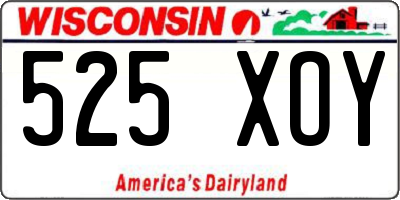 WI license plate 525XOY