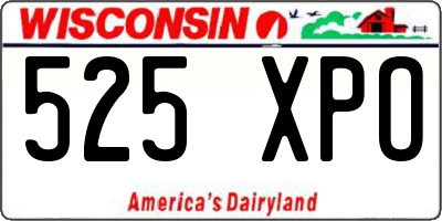 WI license plate 525XPO