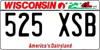 WI license plate 525XSB