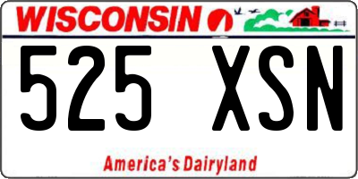 WI license plate 525XSN