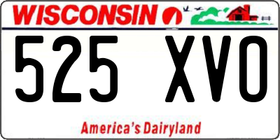 WI license plate 525XVO