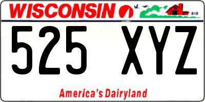 WI license plate 525XYZ