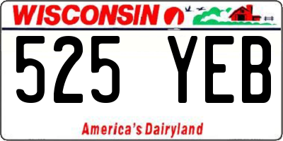WI license plate 525YEB
