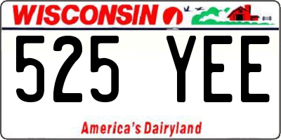 WI license plate 525YEE