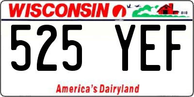WI license plate 525YEF