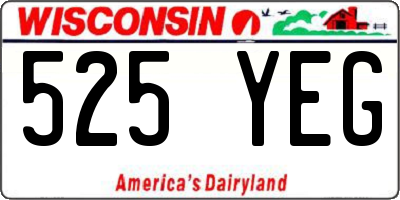 WI license plate 525YEG