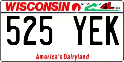 WI license plate 525YEK