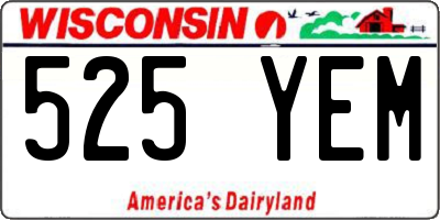 WI license plate 525YEM